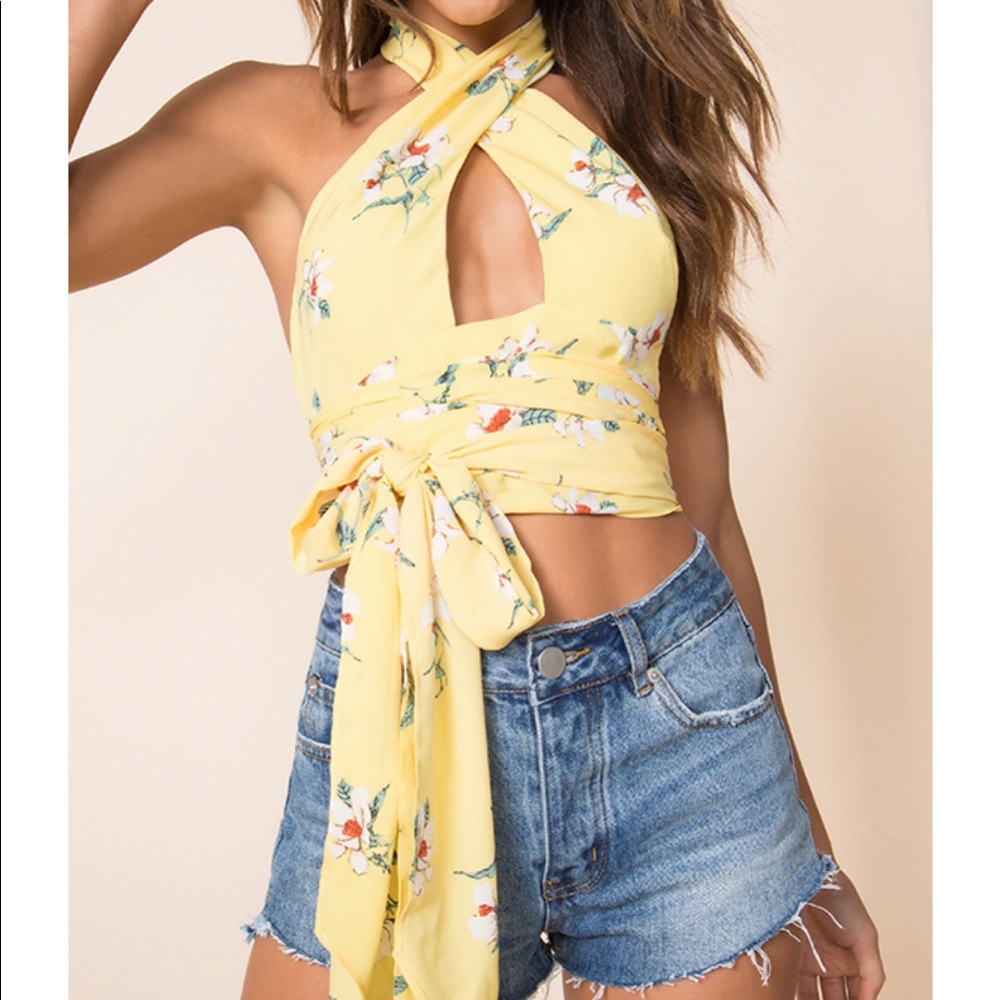 Floral wrap top